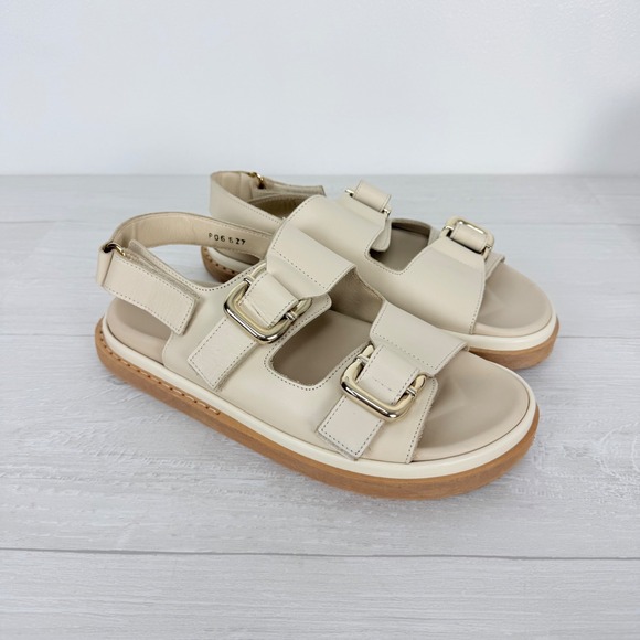 ALOHAS Shoes - Alohas Harper Leather Sandals Womens 40 US 9 Cream Buckle Slingback Chunky